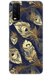 Golden Blue Feathers (Matte Finish) for Vivo Y12G