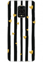 Gold Hearts Black Stripes (Matte Finish) for Redmi Note 9 Pro Max