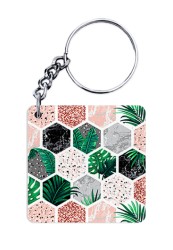 Geometric Hexagon Marbles Keychain