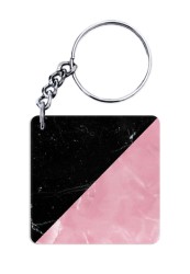 Black and Pink Marble Keychain