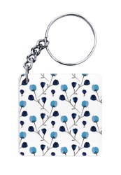 Blue Minimal Floral Keychain