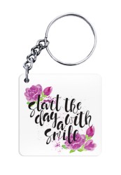 Start the Day with a Smile Floral Keychain