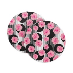 Polka Stripes & Rose Pattern Coasters