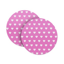 Pink White Hearts Coasters