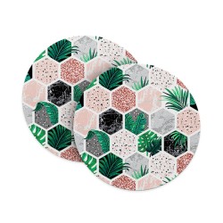 Geometric Hexagon Marbles and Leaves Coasters