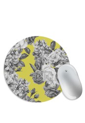 Greyscale Flower Pattern Mouse Pad