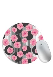 Polka Stripes & Rose Pattern Mouse Pad