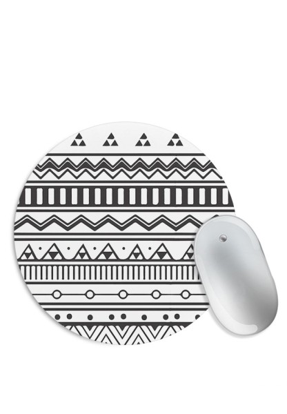 Aztec Print Black & White Mouse Pad