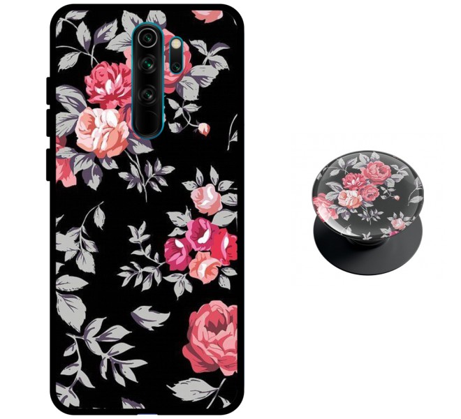 Black Floral Protective Cover for Redmi Note 8 Pro